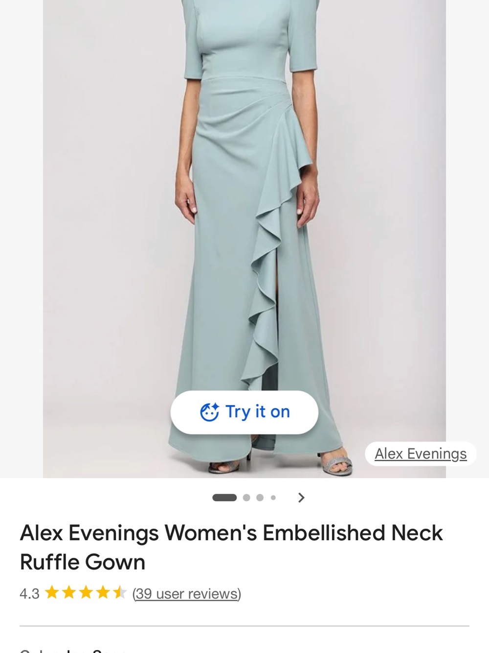 Alex Evenings Seafoam Ruffle Maxi Dress